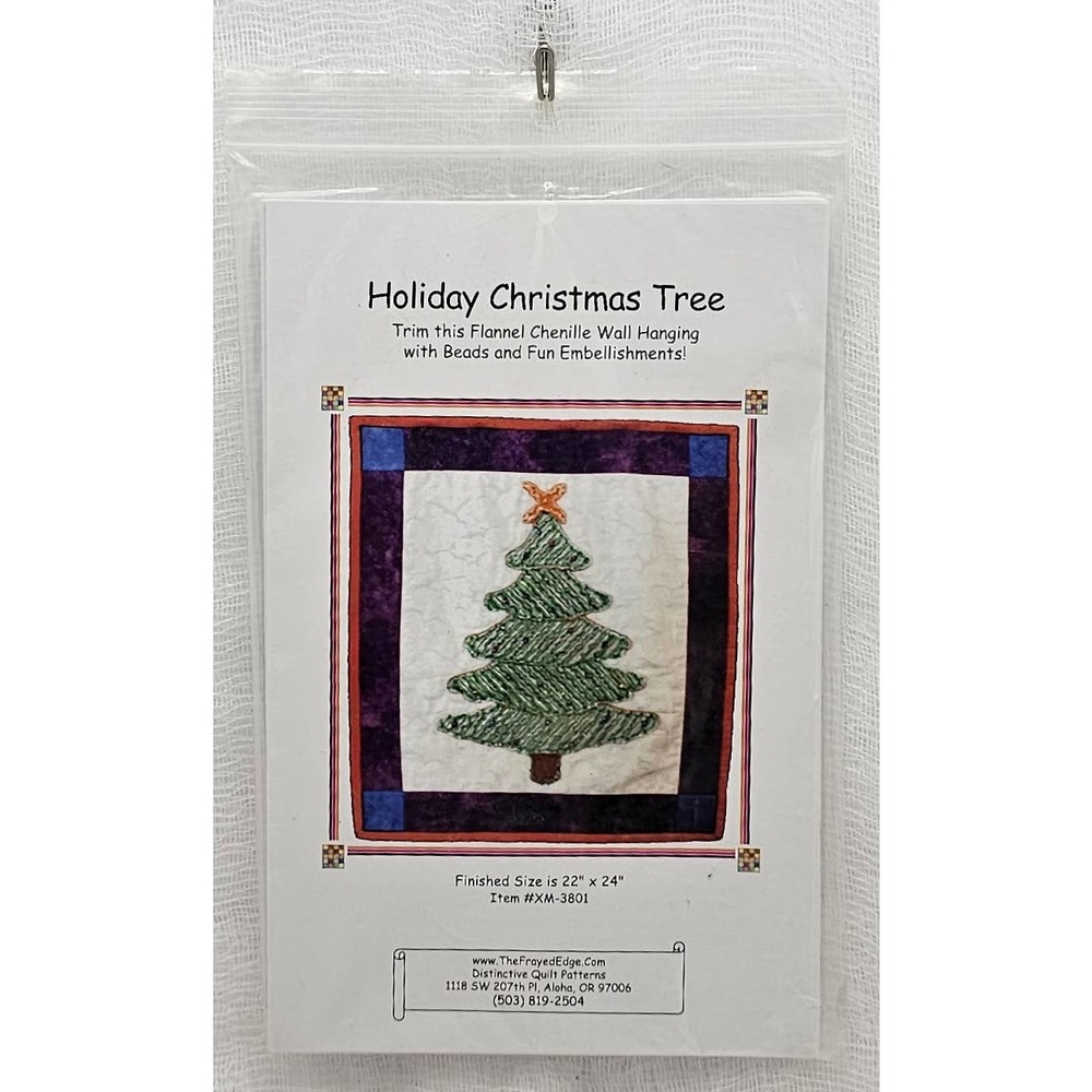 Holiday Christmas Tree Flannel Chenille Wall Hanging 22x24 UNCUT